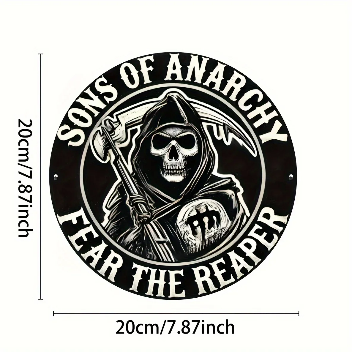Grim Reaper Skull Biker Vintage Tin Sign - Vintage Durable Metal Plaque Wall Decor, Motorcycle Club Bar Man Cave Wall Art