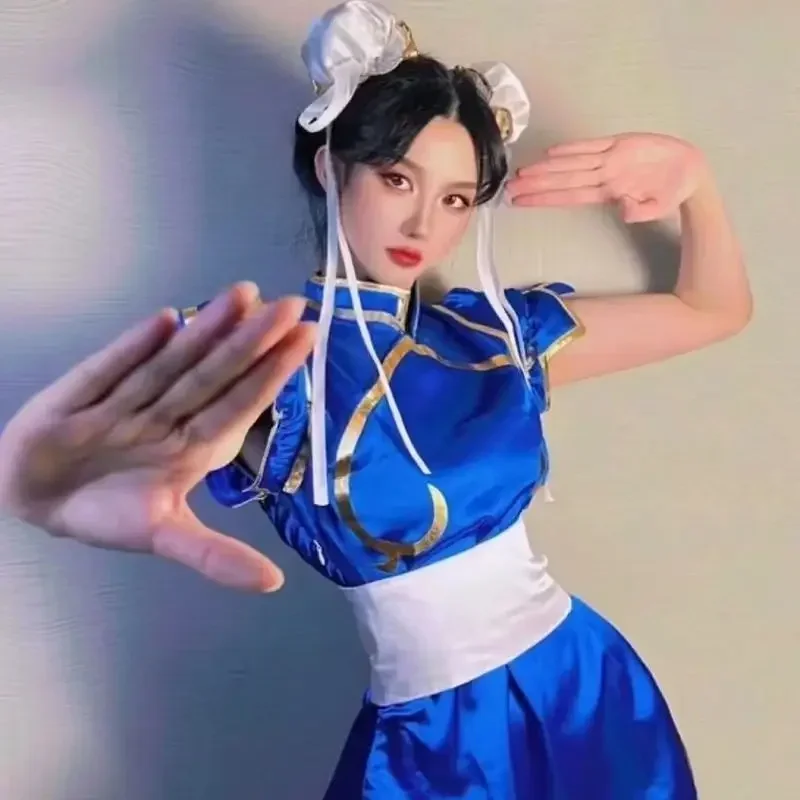 Anime Street Fighter Cosplay Chun-Li Cheongsam Dress Sets Adult Women Cute Halloween Carnival Party Show Costumes