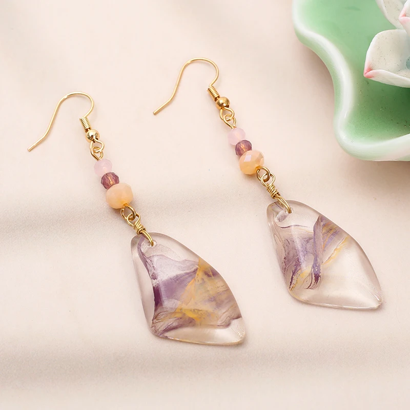 Transparente Tropfenohrringe für Damen, luxuriöse Kristall-Handarbeit, kunstvoll verflochtenes Design, Vintage, geometrische, unregelmäßige Form, Schmuck für den täglichen Gebrauch. – Detail 8