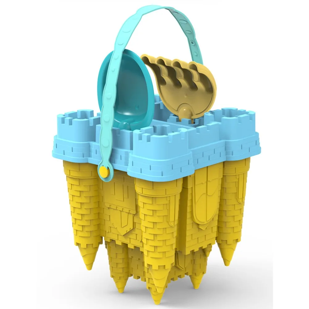 Summer Toys Beach Sand Toys Set Beach Accessories Plastic Castle Sand Mold Toy Creative Yellow Castle Bucket Play Sand Set