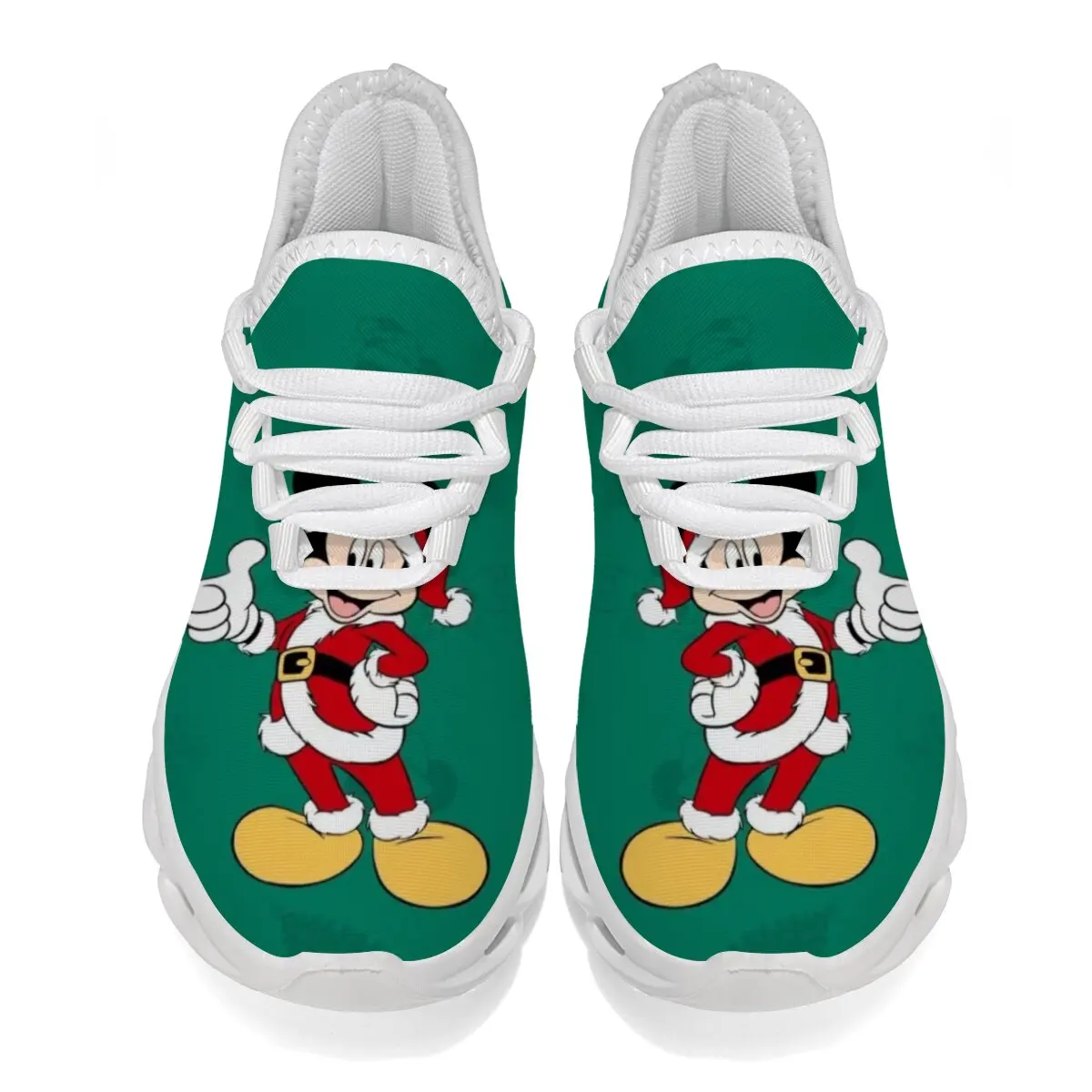 

Зеленый Санта-Клаус с Микки Маусом Диснея, повседневная спортивная обувь с мультяшным принтом для мужчин и женщин, повседневные кроссовки, легкая прогулочная обувь