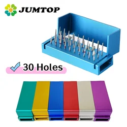 JUMTOP Dental Burs Drill Disinfection Block FG Burs Sterilization Case Aluminium 30 Holes Polishing Drill Holder