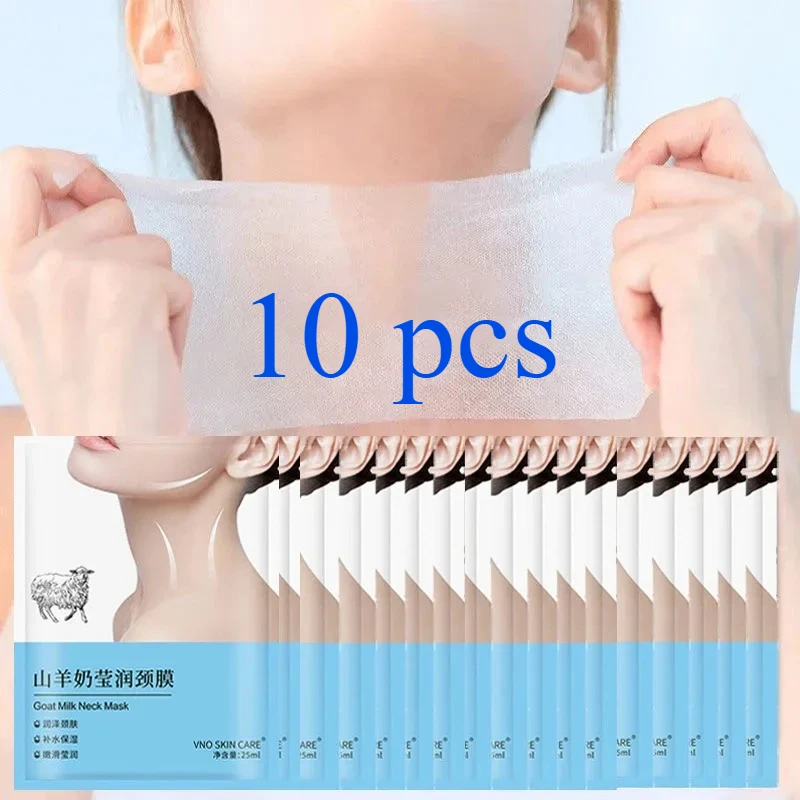 

10pcs Goat Milk Neck Mask Moisturizing Beauty Neck Whitening Anti-aging Collagen Firming Anti-Wrinkle Neck Skin Care