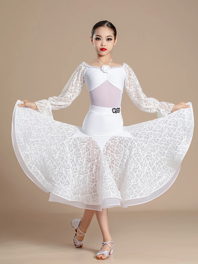 Modern Dance Costume 2024 New Children\'S National Standard Dance Clothes Waltz Social Dance Wear Ballroom Dance Dress DN17225