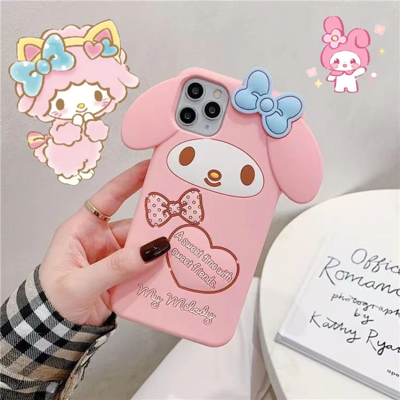 

Sanrio Melody Phone Case for IPhone 16 15 14 Pro Max Case Shockproof Girl Anime Soft Silicone Cover Camera Protective Back Shell