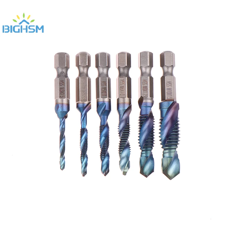6 pz codolo esagonale 6 pz blu corto composito rubinetto foratura e maschiatura rubinetto integrato macchina foro smussatura Set di strumenti