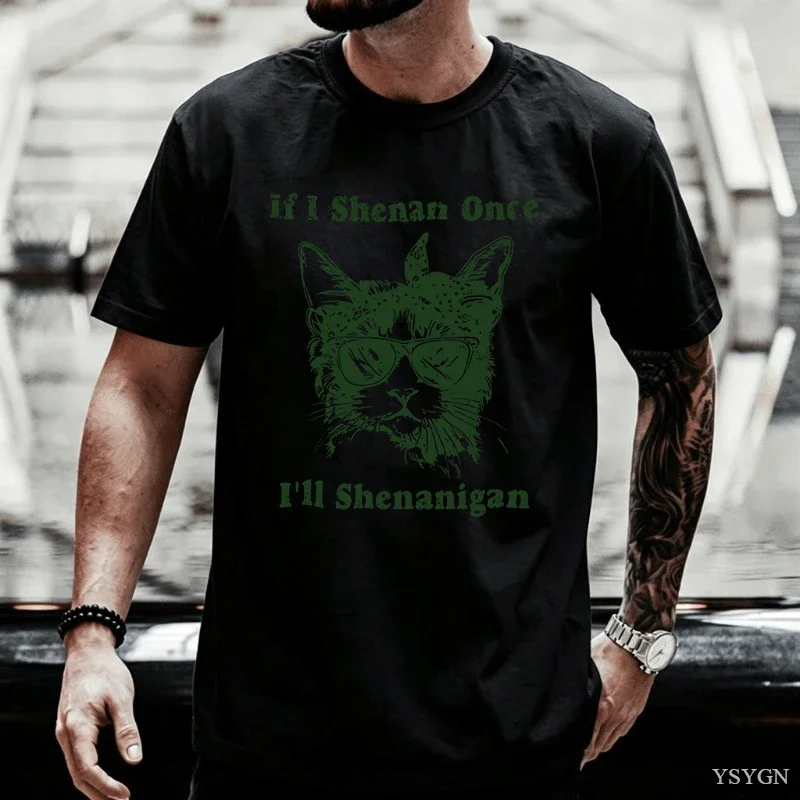 Funny Cat Shenanigans T-Shirt Casual Round Neck Printed Cute Cat T Shirts Vintage Cotton Short Sleeve Round Neck Tee Shirt Tops
