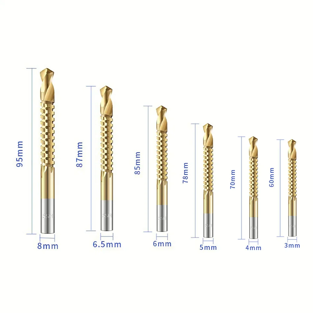Mata bor kobalt, 5 buah mata bor kobalt, sekrup Spiral metrik, komposit, mata bor potong 3mm-8mm untuk pemotong lubang logam kayu