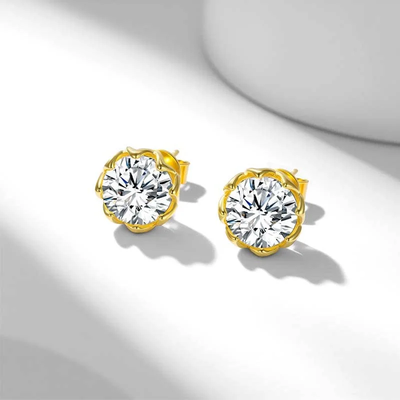 925 فضة 1 قيراط * 2 مويسانيتي مثمنة كلاسيكية أقراط بتلات عالية الجودة #3