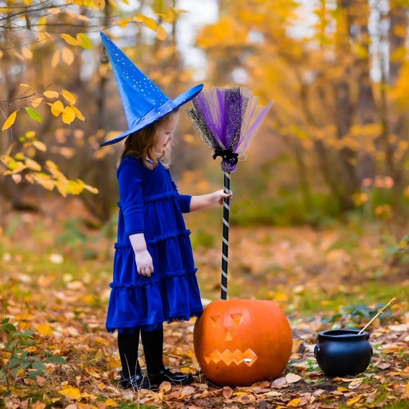 

1pc Halloween Broom Prop Witch Besom Decor Party Masquerade Supply Haunted House Stage Background Gift For Broom Decoration