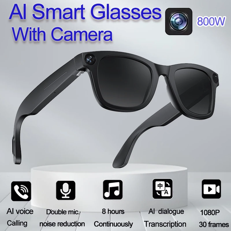 AI caméra intelligente lunettes Bluetooth appel enregistreur vidéo transmission Wi-Fi traduction musique extérieure Anti lumière bleue lunettes intelligentes