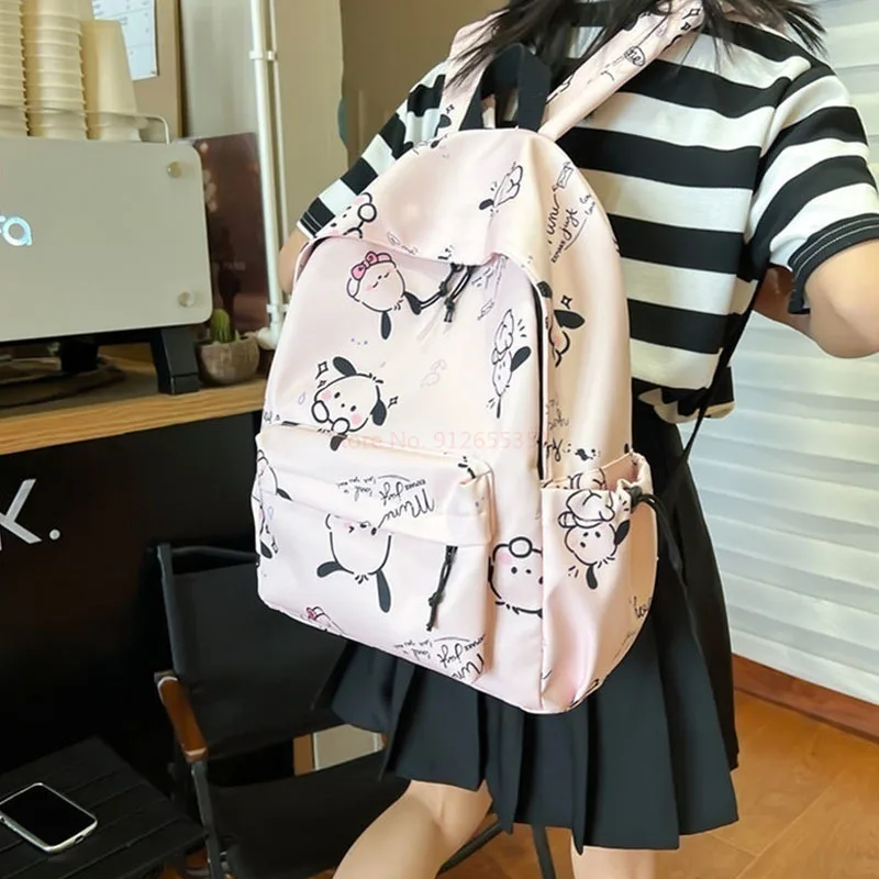 Imagem -05 - Sanrio Anime Pochacco Mochila Impermeável Leisure Travel Bolsa Mochila de Alta Capacidade Cute Teen Meninas Mochila Estudantes