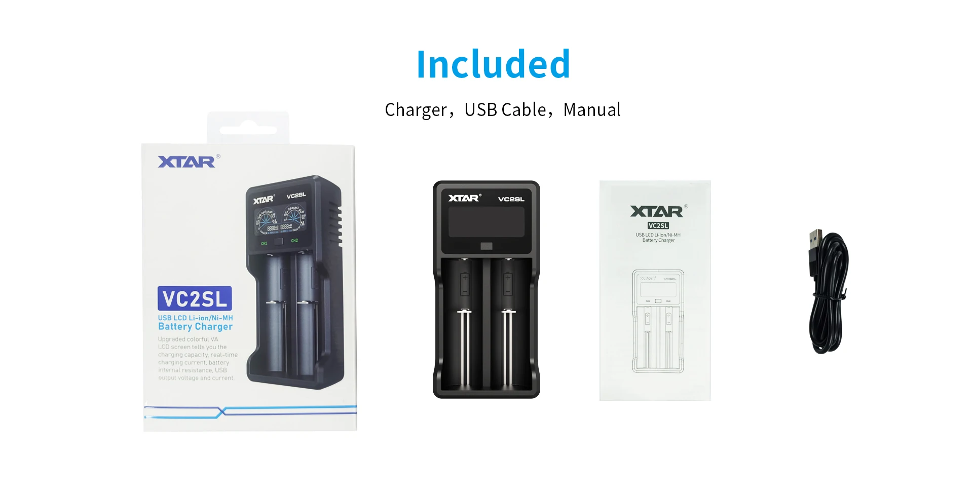 XTAR Power Bank 18650 batterijlader VC2SL USB C Opladen Oplaadbare Li-ionbatterijen 10400-26650 20700 21700 batterijlader
