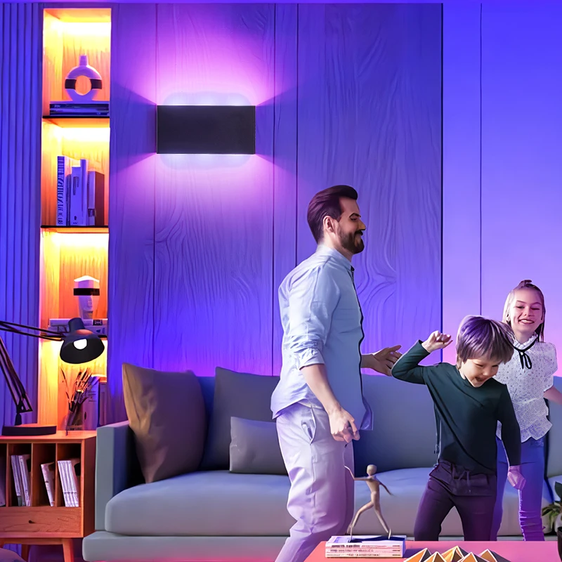 

6WCharging Wall Lamp with Remote Control RGB Colorful Touch Dimming LED Wall Light Home Battery Portable Night Light for Bedside