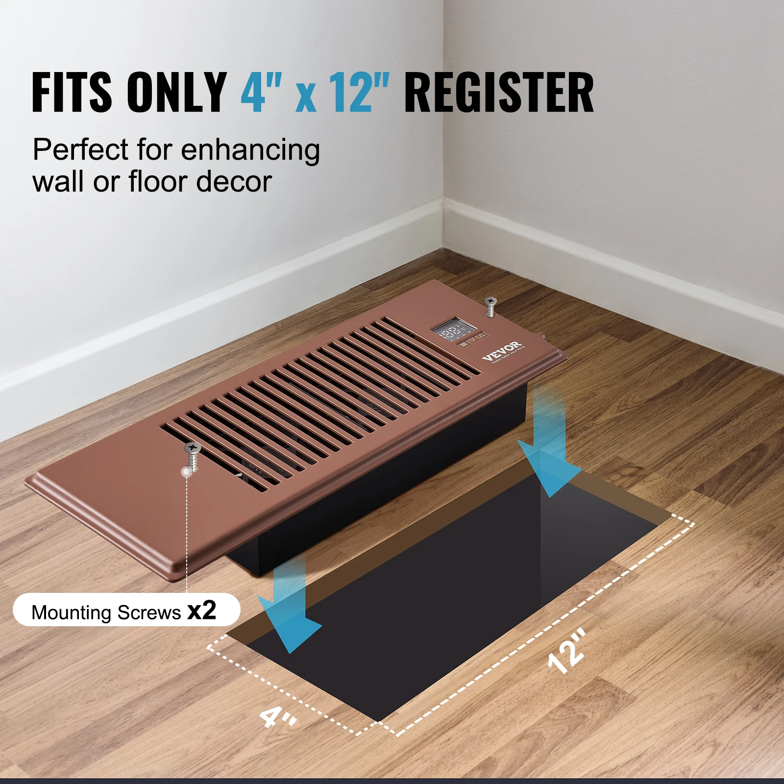 VEVOR-ventilador de refuerzo, conducto de 4x12 pulgadas, 100CFM, 10 velocidades ajustables Con controlador inteligente LCD para pared y suelo