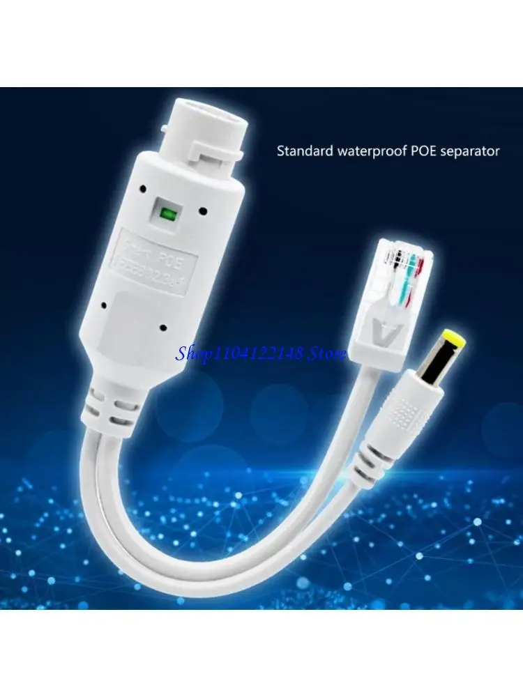 P9FA 48V to 12V Ethernet PoE Splitter Weatherproof for Technical Gadgets Cameras