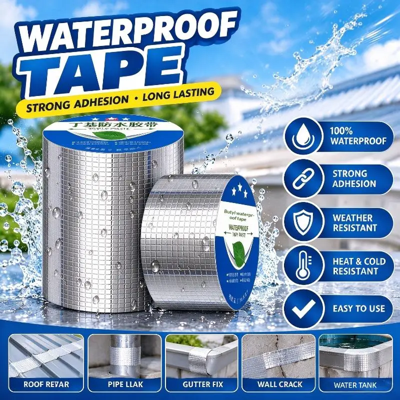 Aluminum Foil Butyl Tape Waterproof Leak Repair Sealant Roof Cracks Fix Superglue Adhesive TapesBH-ELEVEN