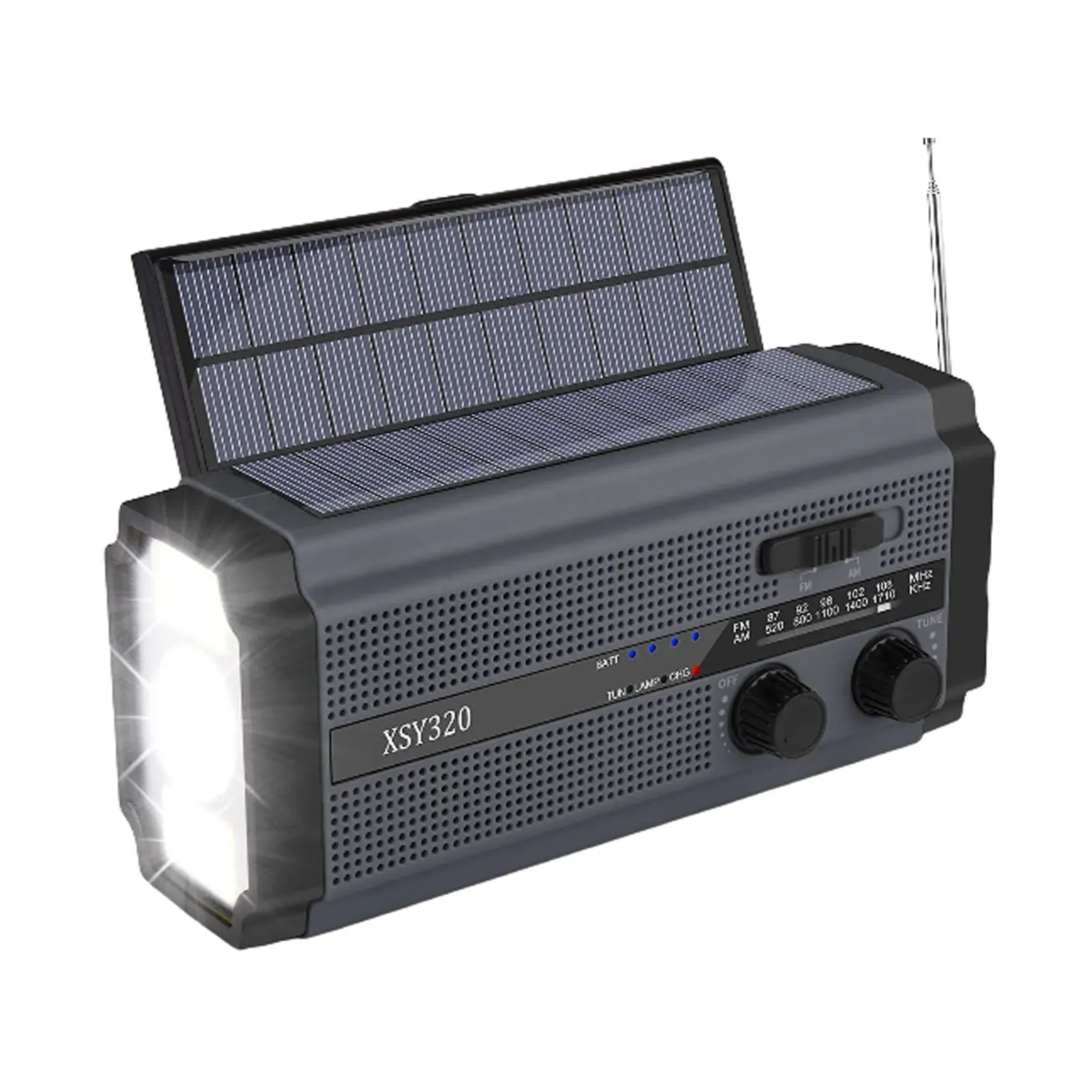 Plastic Hand Cranked Charging Emergency Radio With Portable Solar Panels Stretch And Expand Antenna