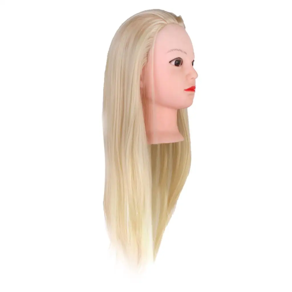 Beige Synthetic Resistant Hair Head Model for Cutting Styling