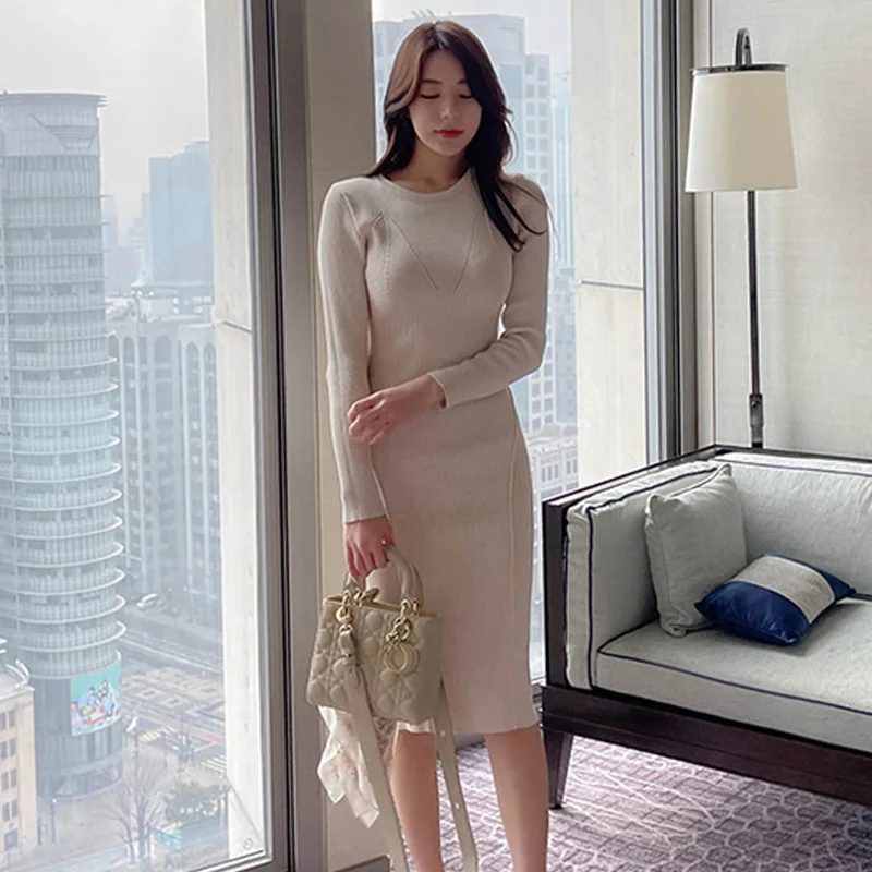 

Knee Length Pullovers For Students Sweaters Jumpers Women Simple Wrap-Up Slim-Fit Outdoors Ladies Retro Bow Fabric Hook Harajuku