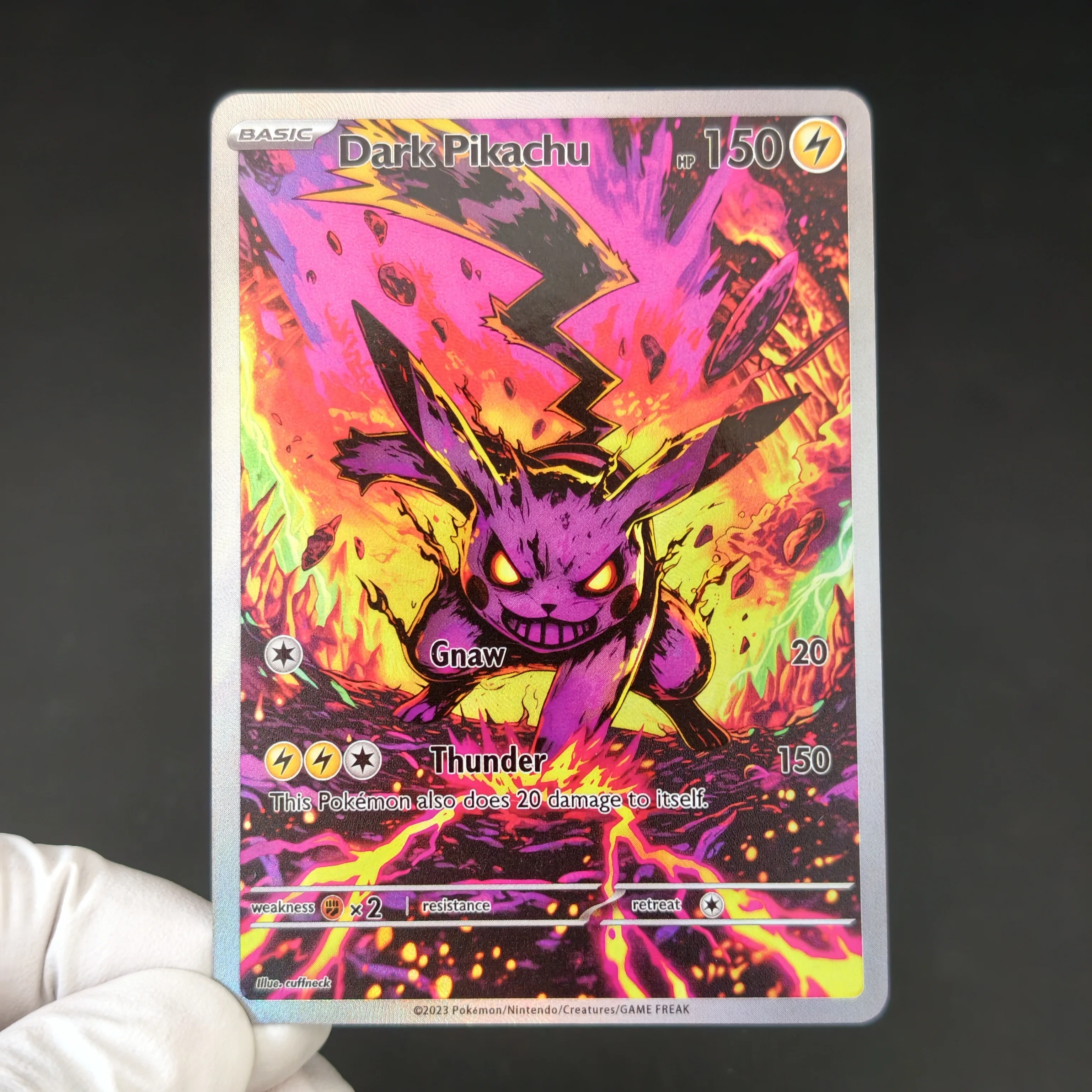 Proxy/PTCG Pokemon Card Graffiti Style Dark Pikachu Mimikyu V Charizard Blastoise Full Art Textured Holo Rare Collectors Cards view 3