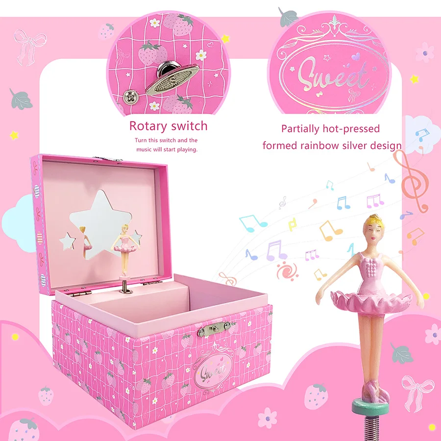 Viral New! Charming Pink Musical Box with Rotating Ballerina, Jewelry Storage with Mirror, All-Purpose Gift for Everyone, Ideal