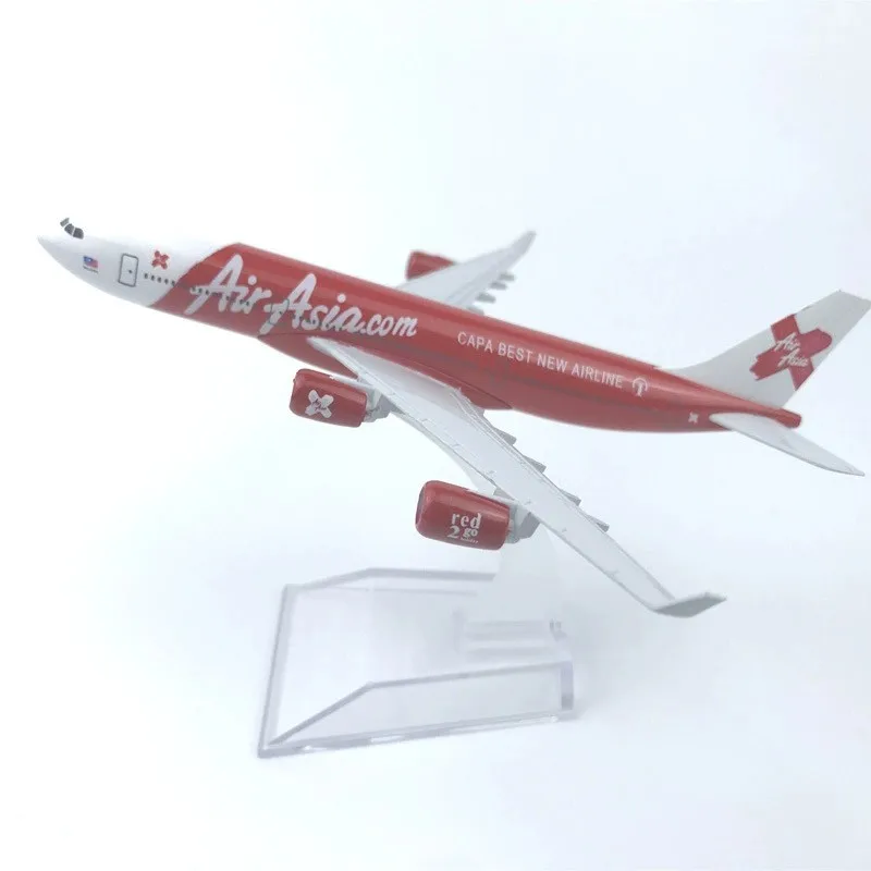 محاكاة سبيكة تذكارية 16 سنتيمتر AirAsia A340 نموذج طائرة طائرة دييكاست المعادن 1/400 مقياس أصدقاء ديكورات المنزل هدية بواسطة