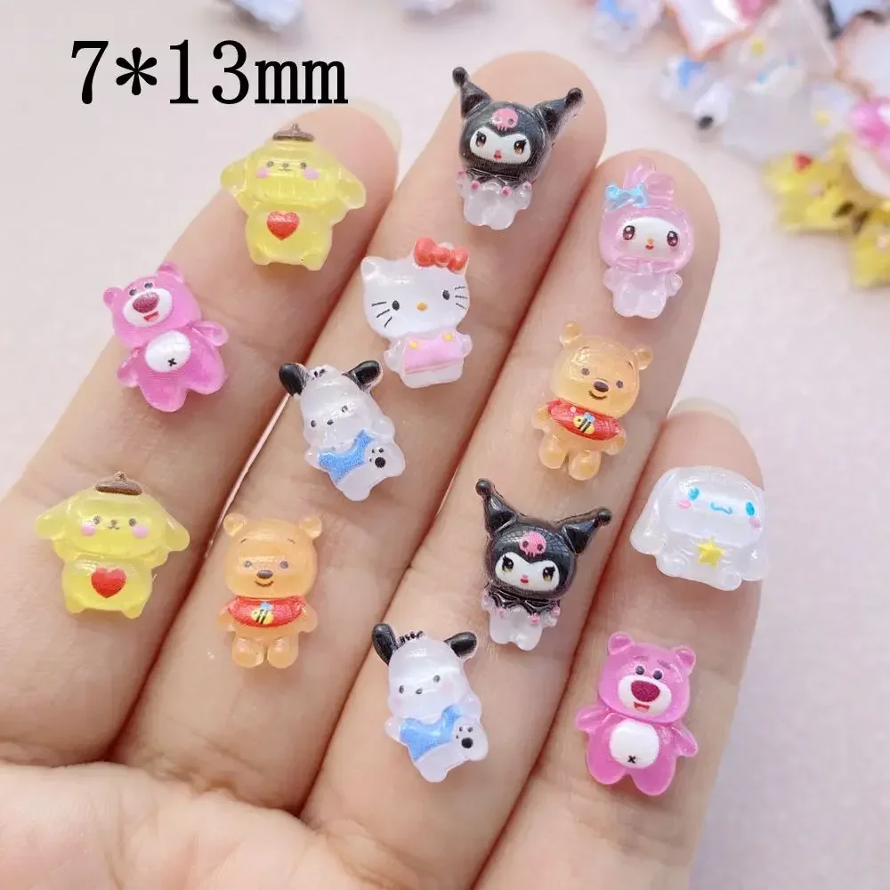 50 pcs Hars Mini Cartoon Animals Cats, Puppies, Rabbits Steentjes Beeldjes Nail Art Haarspeld Diy Plakboek Accessoires Ambachten