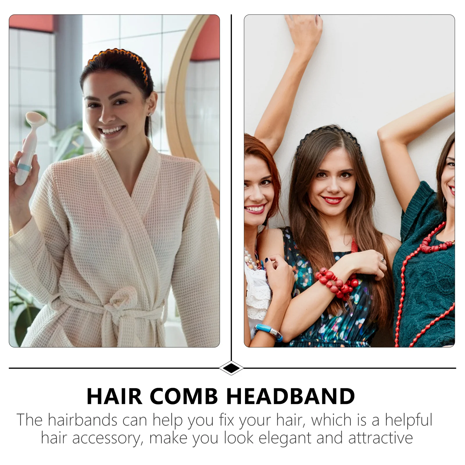 

2Pcs Toothed Hair Comb Headband Women Plastic Wavy Hairband Stylish Hair Accessories for Party Daily Headband Women Hairband