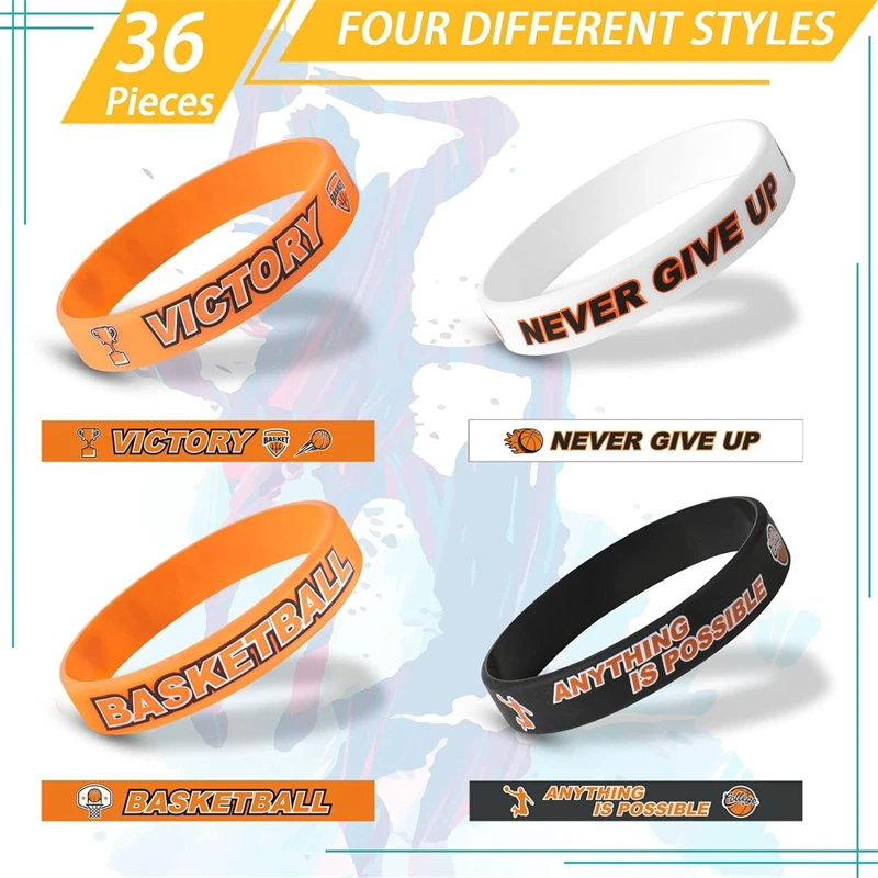 Basketball Motivational Silicone Wristband, Favor By Kids and Teenagers Basketball Party Basketball Bracelets Jewelry Sports Gif