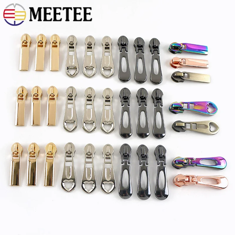 

50/100Pcs Meetee 3# 5# Nylon Zipper Sliders for Purse Pocket Zip Pullers Bag Closures Zippers Repair Kits DIY Sewing Accessories