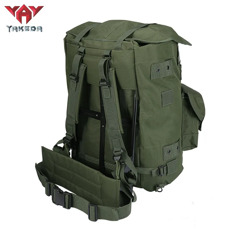 YAKEDA Military Tactical Backpack With Iron Shelf Frame Army Combat Rucksack Men Outdoor Hiking Camping Storage Bag 600D Nylon