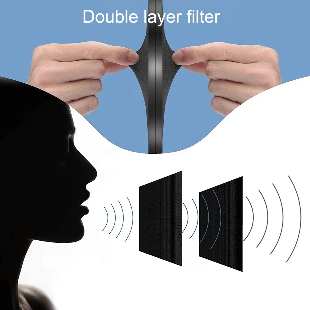 Микрофонный поп-фильтр, студийная запись, двухслойный поп-звуковой фильтр, гибкий ветровой экран для микрофона, аксессуары для синего микрофона
