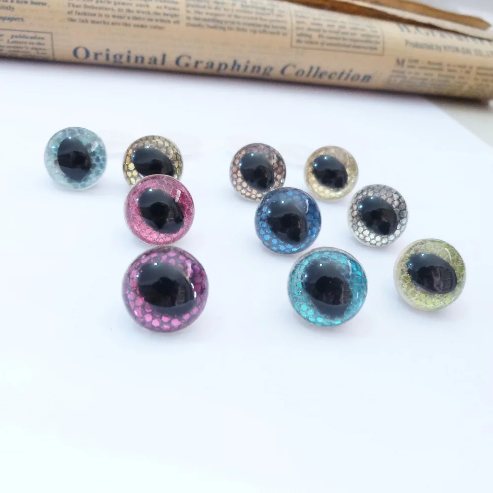 60pcs 13mm &14mm/15mm/18mm clear plastic safety toy cat eyes + new glitter Nonwovens + hard washer for diy animal doll --sp