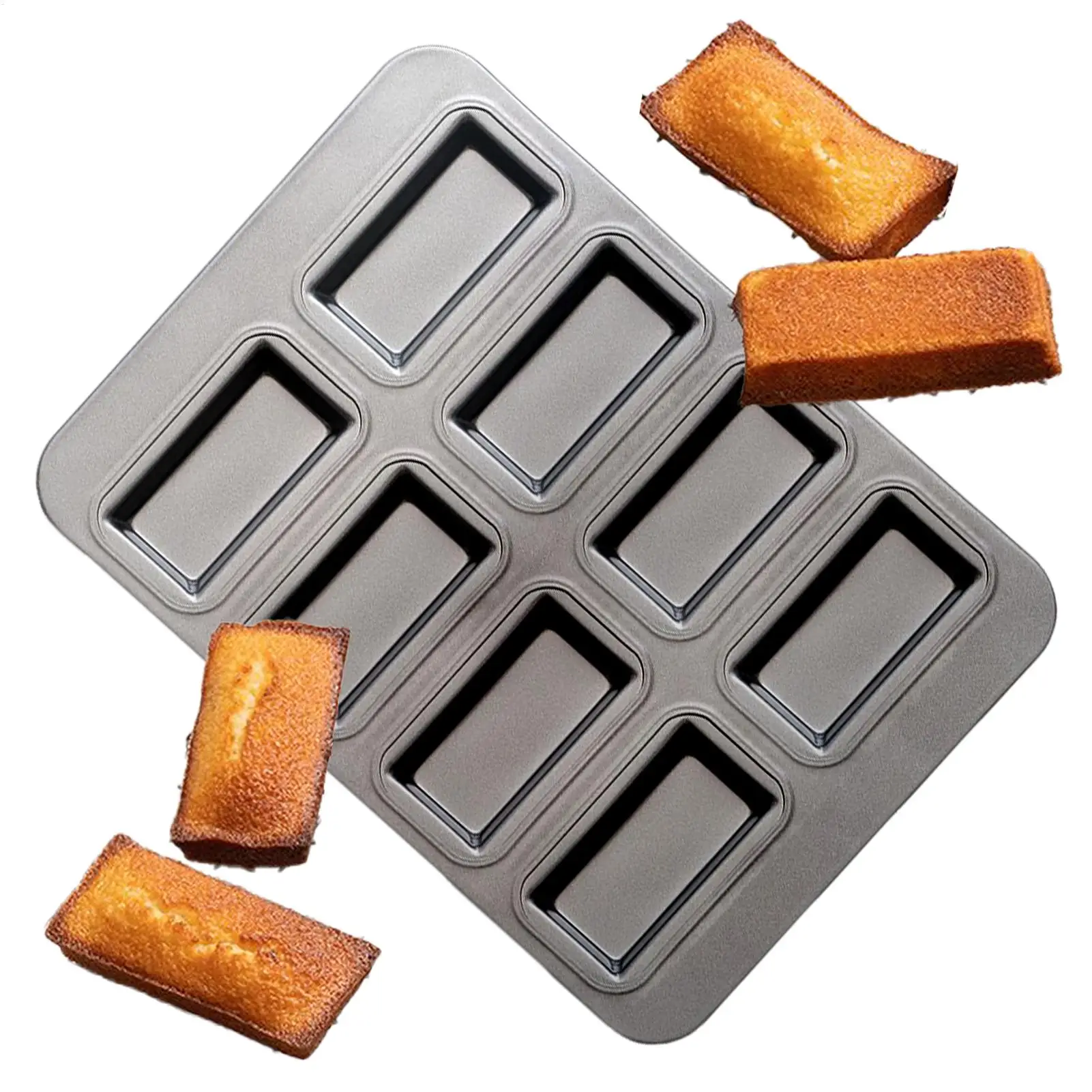 Carbon Steel Cake Mold Non-stick Baking Pan 8 Cavity Divided Rectangle Meat Tray For Muffin Brownies Cupcake Cheesecake view 3