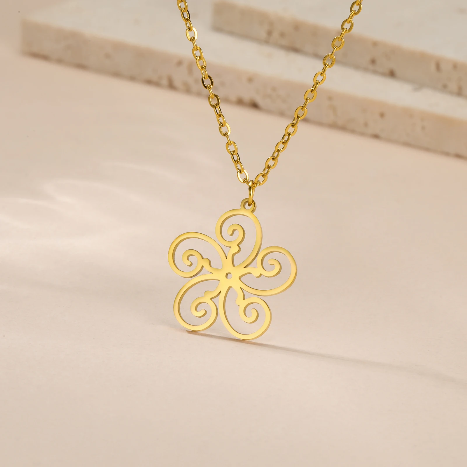 COOLTIME Filigrane Blumen Anhänger Halskette für Frauen Edelstahl Mode Blume Paar Halskette Schmuck Geburtstagsgeschenk – Detail 16