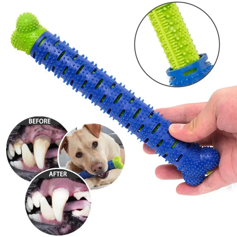 Pet Teeth Cleaning Dental Hygiene Bone Shape Rubber Dog Toothbrush Chew Toy