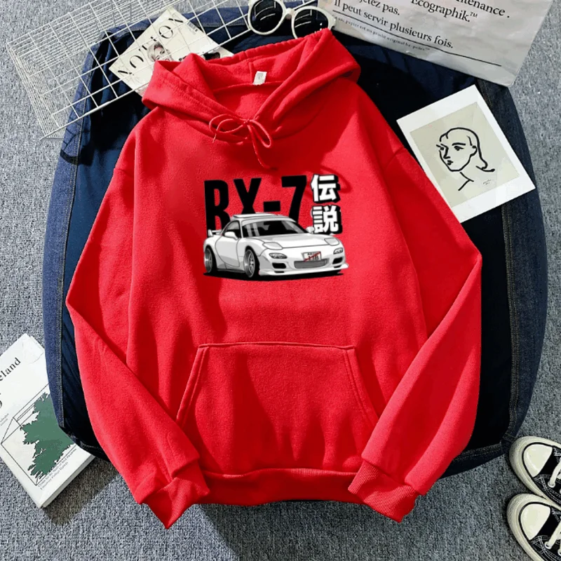 Initial D Jdm Hoodie Vintage Rx7 Fd Drift Japanese Cars\' S Printed Sweatshirt Harajuku Tracksuit Loose Mens Streetwear Pullover