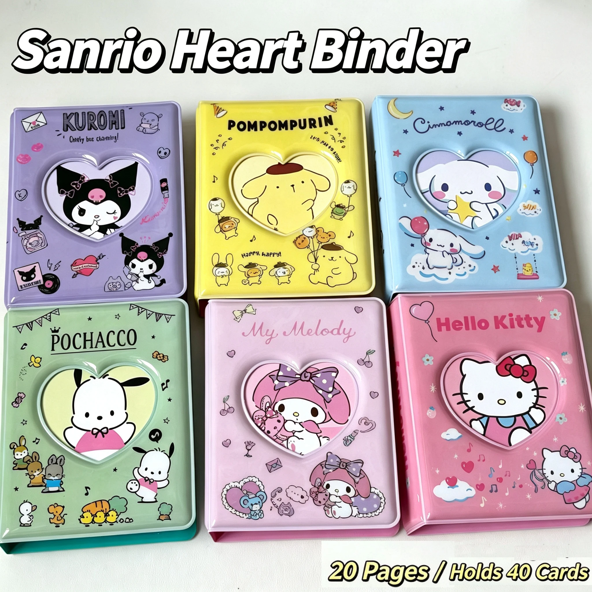 Sanrio Herz-Hohlmuster-Fotokarten-Ordner, Kpop-Idol-Fotoalbum, Fassungsvermögen für 40 Karten, Hello-Kitty-Sammelalbum, süßes Schreibwaren-Geschenk.