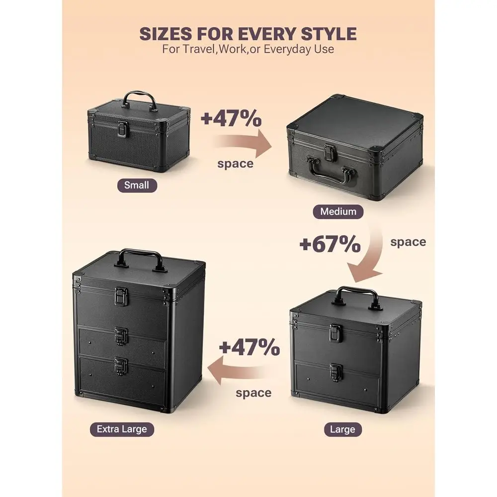 휴대용 메이크업 케이스 (탈부착 가능한 조명 거울 포함), 방수 여행용 트레인 케이스, 화장품 정리함, 조절 가능한 메이크업 가방