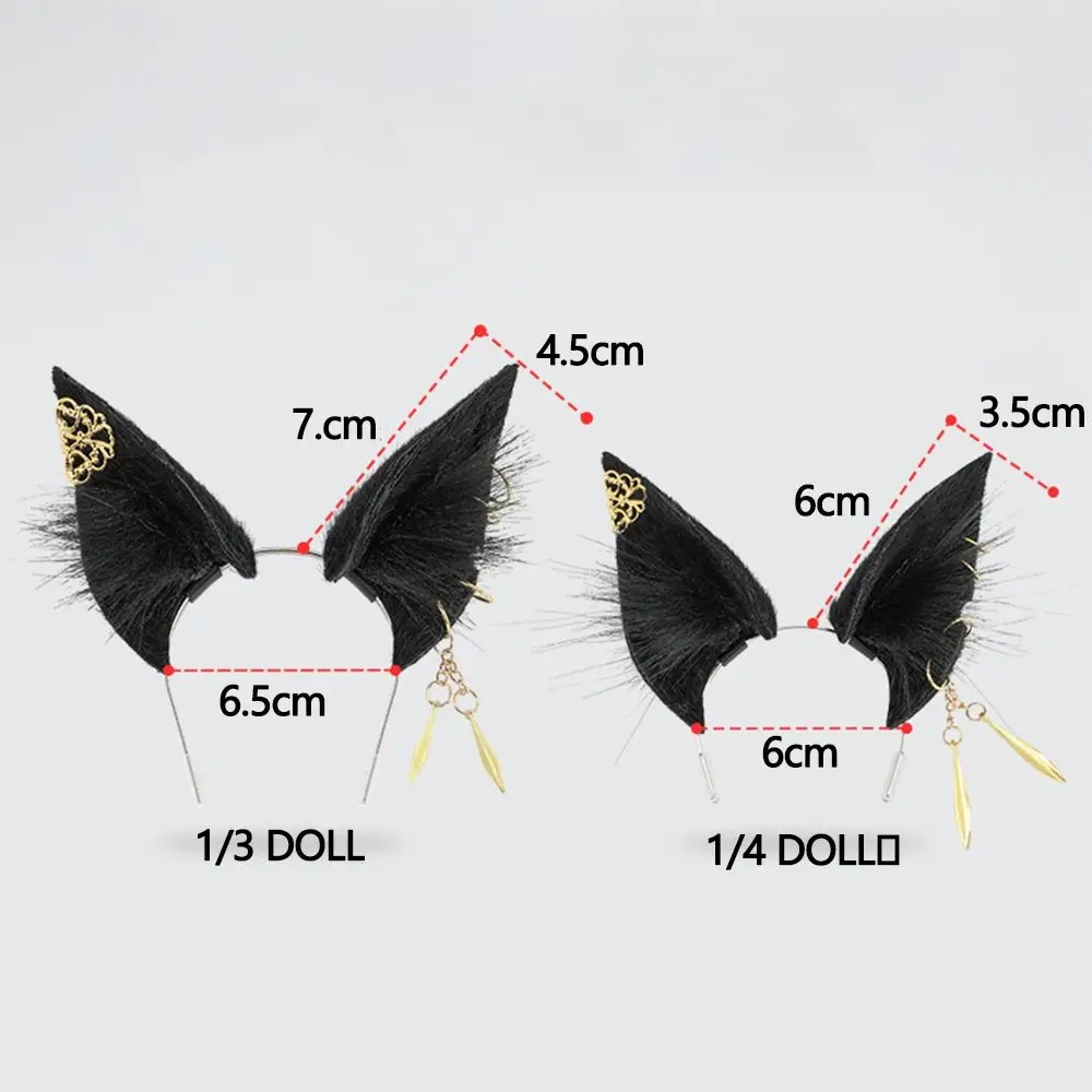 Kawaii Gesimuleerde Dierenoor Haarhoepel Kat Wolf Oren Haarband 1/4 Pop Hoofddeksels Kat Oor Staarten Zacht 20 cm Pop Hoofddeksels