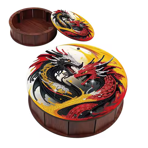 Diamond Painting Snack Box Kits,Fierce Dragon Diamond Art Special Shape Diamond Rotundity Storage Box for Handmade Decor Gifts