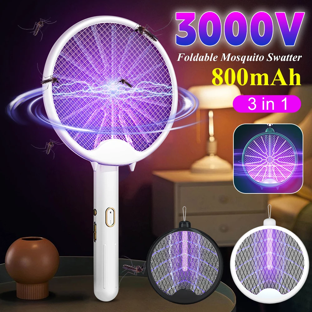 Electric Fly Swatter USB Rechargeable Anti Mosquito Racket Mosquito Killer Repellent Fly Insect Trap Mosquito Swatter Bug Zapper