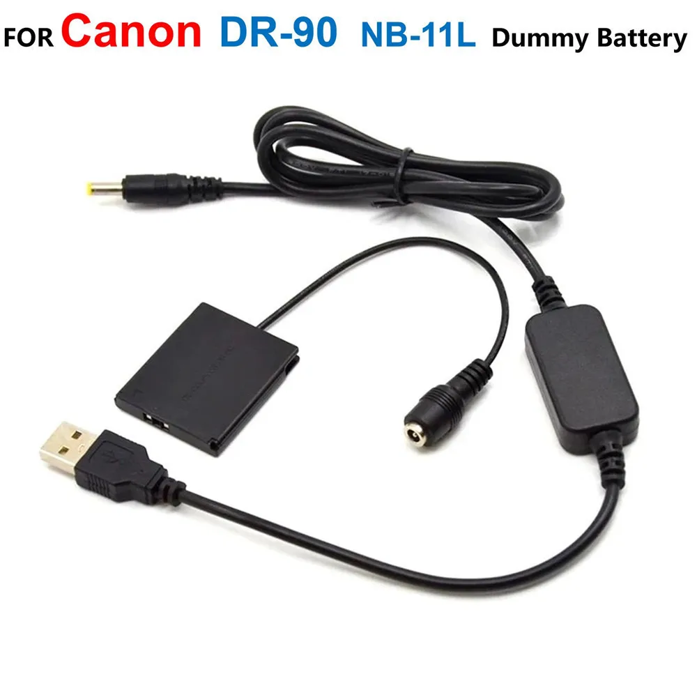 

ACK-DC90 5 V USB Power Bank Cable DR-90 DC Coupler NB-11L NB11L Dummy Battery For Canon IXUS125HS 240HS A2400 A3400 A4000 Camera