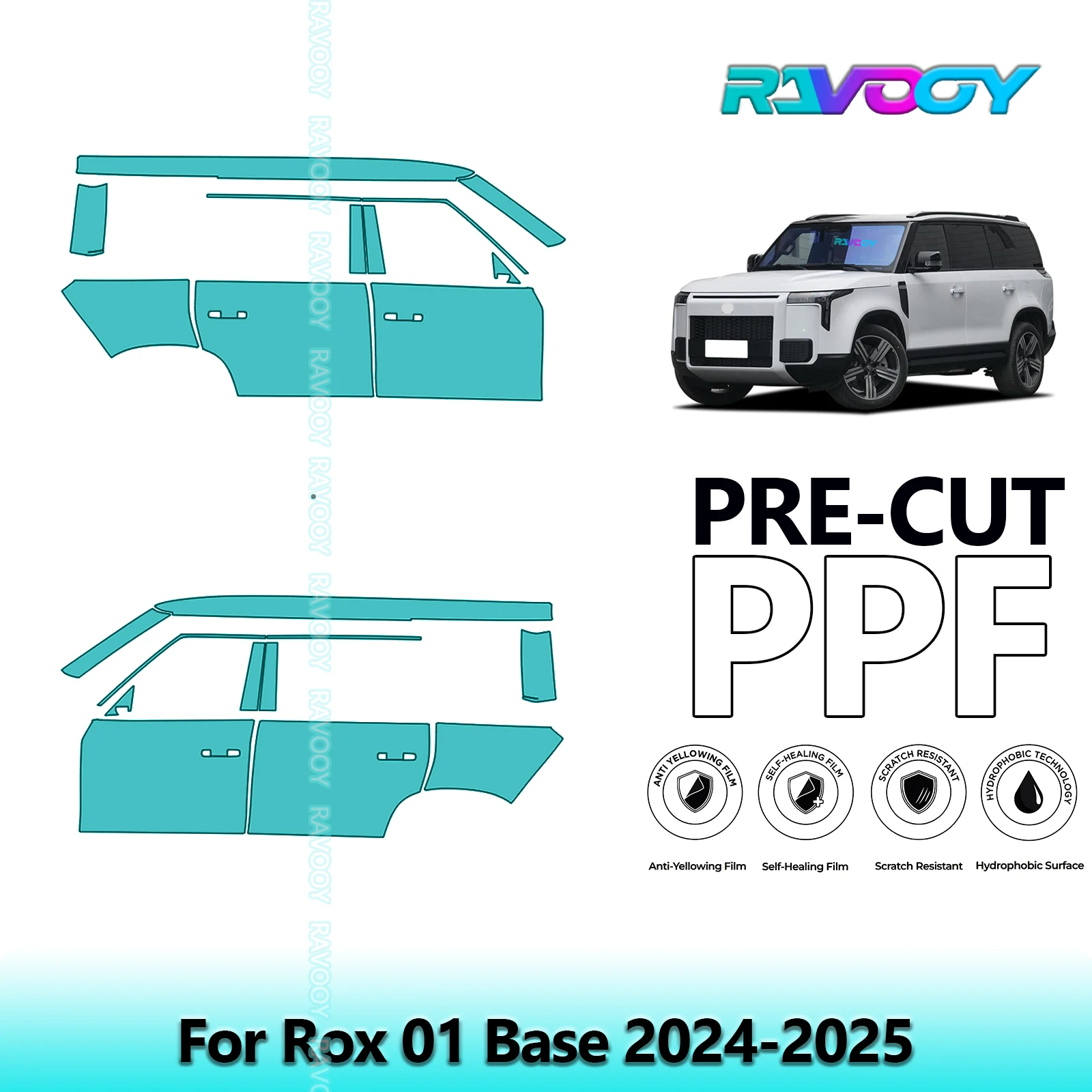 

For Rox 01 Base 2024-2025 8.5mil Clear Matte Pre-Cut PPF Door & A/B Pillar Kit TPU Paint Protection Film Set