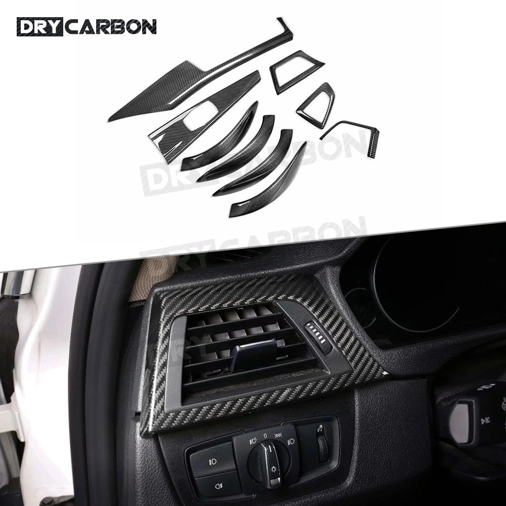 

For BMW 3 Series GT F34 2016-19 F30 2013-15 Dashboard AC Air Vent Stickers Door Handle Covers Dry Carbon Fiber Interior Trim