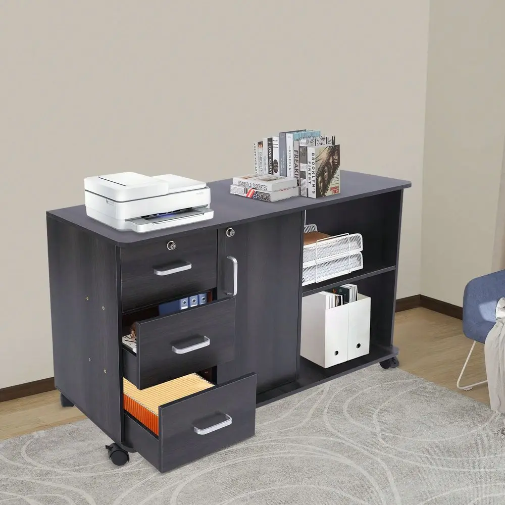 

Office Storage Cabinets And ShelvingOffice File Cabinets With Shelves, MDF Mobile Lateral Filing Cabinet, Rolling Printer Stand