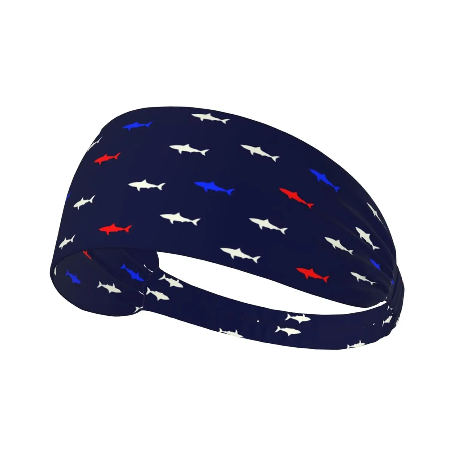 

Shark Print Headband for Men Women Moisture Wicking Sports Headwrap for Running Workout Yoga