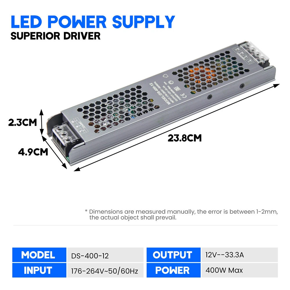 NONE 12V 24V 60W 100W 150W 200W 300W 400W Transformator Netzteil 110V 220V 230V AC auf 12 24 Volt DC LED Streifen Glühbirne LED Treiber 7