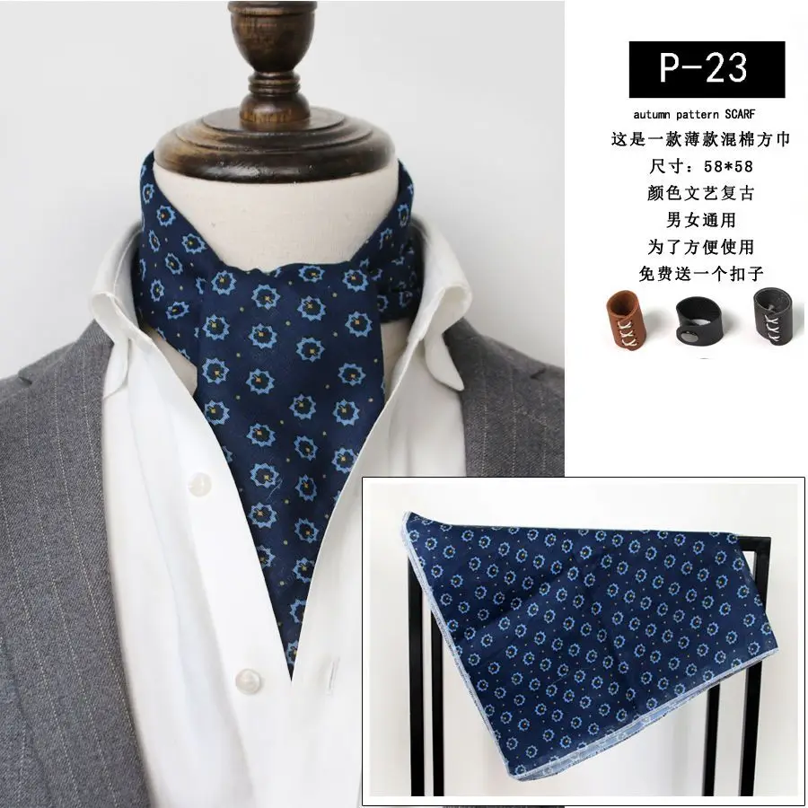 Baumwolle und Leinen Herren Künstlerischer Retro Schal Koreanischer Frühling Herbst Winter Schal Hip Hop Street Style Schal Kleines Quadratisches Handtuch – Detail 29